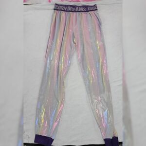 Top Drawer Womens Lounge Pants Purple Iridescent Elastic Waist Unicorn Dreams XS
